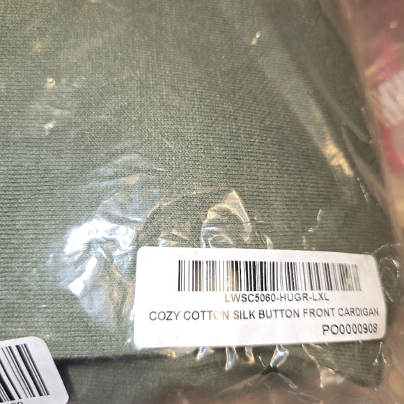 Lunya Cozy Cotton Button Front Silk Blend Cardigan Green New in Package Sz. L/XL - Picture 16 of 16